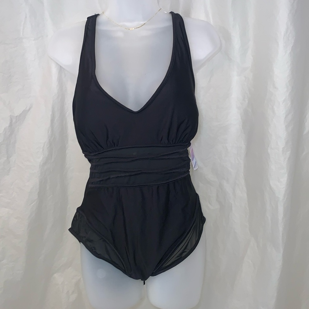 NWT 0X Sexy Sheer Pannel 1 Piece Bathing Suit Plus Size